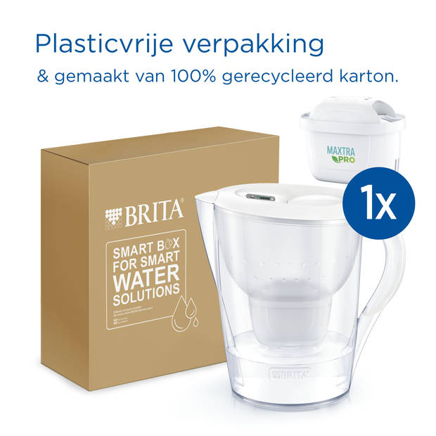 BRITA Marella XL Waterfilterkan 3,5L - Wit - Inclusief 1 MAXTRA PRO Waterfilter - BPA-vrij, Duurzaam verpakt