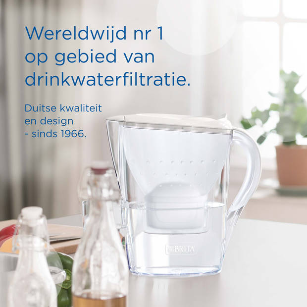 BRITA Marella Waterfilterkan 2,4L - Wit - Inclusief 1 MAXTRA PRO Waterfilter - BPA-vrij, Duurzaam verpakt