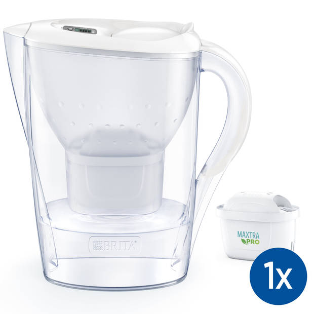 BRITA Marella Waterfilterkan 2,4L - Wit - Inclusief 1 MAXTRA PRO Waterfilter - BPA-vrij, Duurzaam verpakt