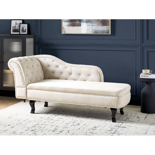 Beliani NIMES - Chaise longue-Beige-Fluweel