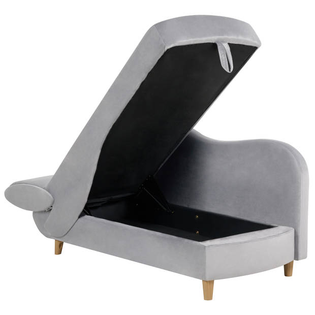 Beliani MERI - Chaise longue-Grijs-Fluweel