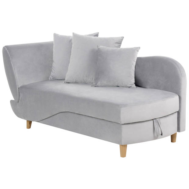 Beliani MERI - Chaise longue-Grijs-Fluweel