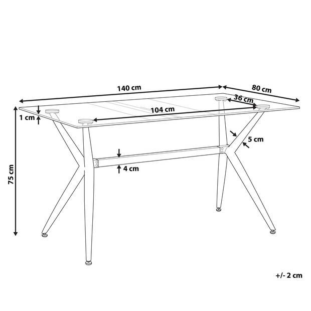 Beliani SACRAMENTO - Eettafel-Transparant-Veiligheidsglas