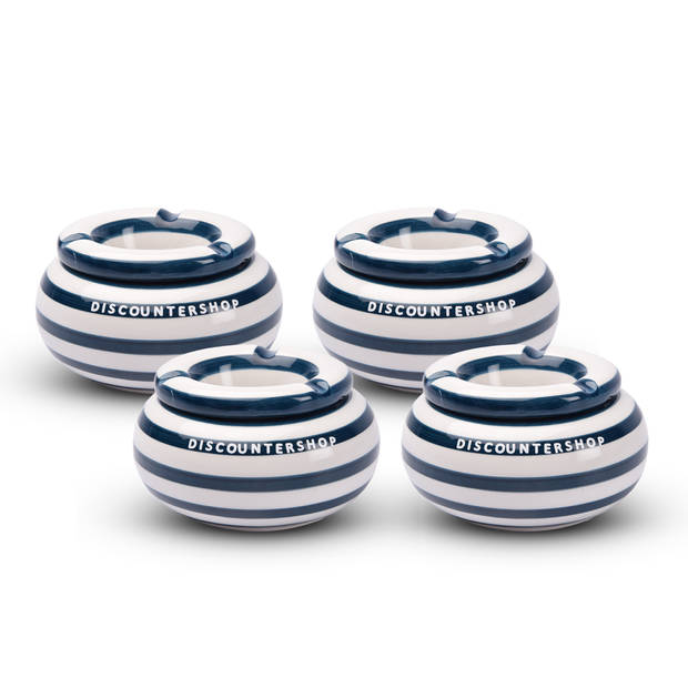 4x Stijlvolle Aardewerk Asbak 11x6cm blauw - Perfect Rookaccessoire