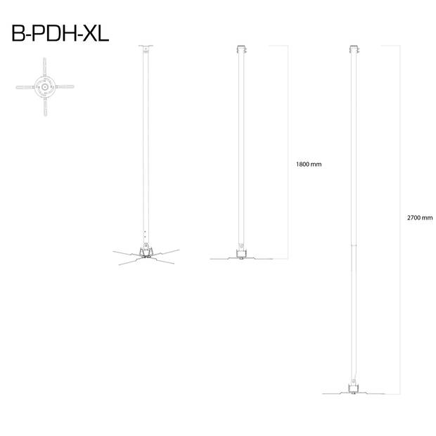 B-PDH XL TV-plafondbeugel , beugel voor projector, Antraciet.