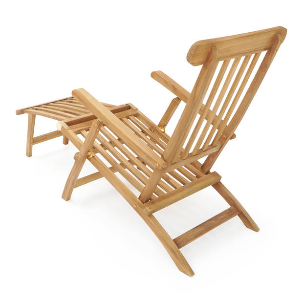 AXI Costa ligstoel van Teak Hout met Kussen Lounger Deckchair / Tuinligstoel verstelbaar in 4 standen