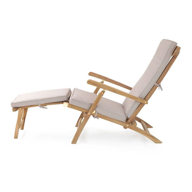AXI Costa ligstoel van Teak Hout met Kussen Lounger Deckchair / Tuinligstoel verstelbaar in 4 standen