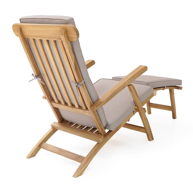 AXI Costa ligstoel van Teak Hout met Kussen Lounger Deckchair / Tuinligstoel verstelbaar in 4 standen