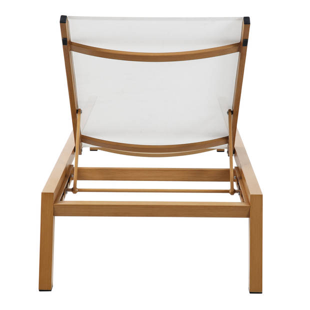 AXI Logan Ligbed in Hout Look / Crème Lounger met Aluminium frame verstelbaar in 5 standen