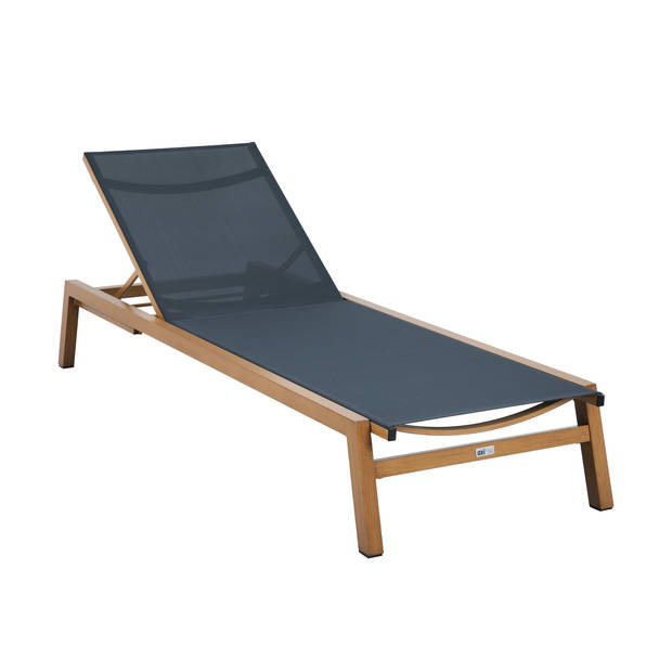 AXI Logan Ligbed in Hout Look / Antraciet Lounger met Aluminium frame verstelbaar in 5 standen