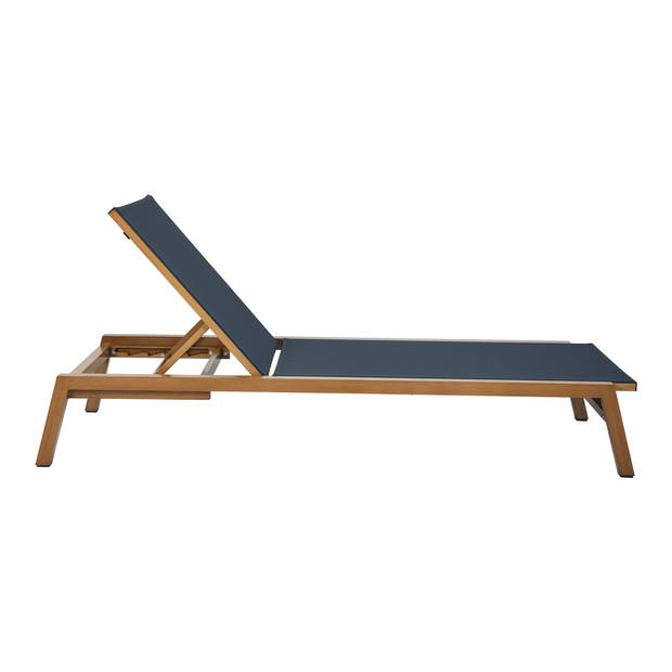 AXI Logan Ligbed in Hout Look / Antraciet Lounger met Aluminium frame verstelbaar in 5 standen