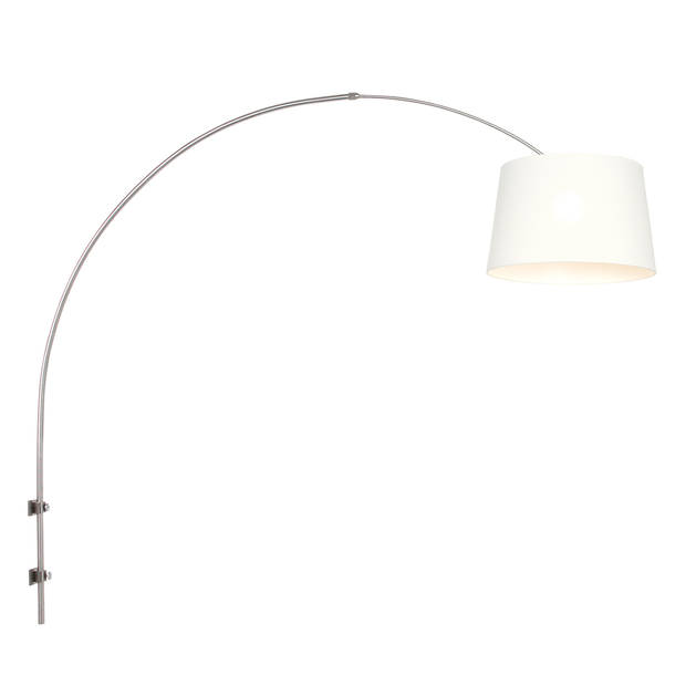 Steinhauer Sparkled Light wandlamp staal met gladde witte lampenkap