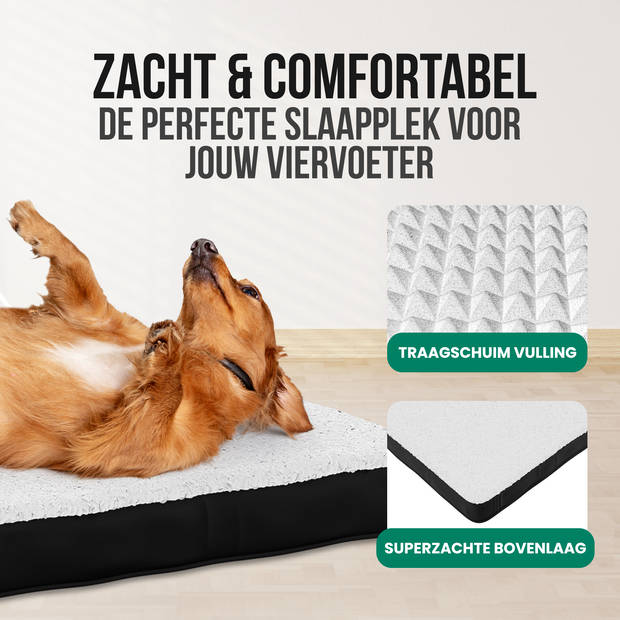 Avalo Orthopedisch Hondenkussen XL - 112x81 cm - Wasbaar / Traagschuim / Antislip - Orthopedische Hondenmand