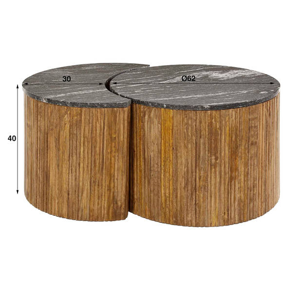 Giga Meubel - Salontafel Rond - Zwart Marmer - Set Van 2 - 94x62x41cm