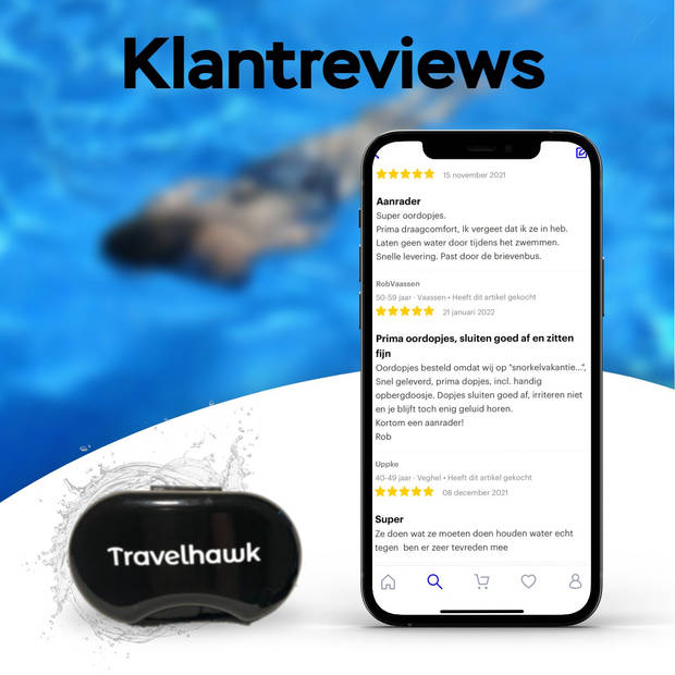 TravelHawk Siliconen Oordopjes - Zwem oordopjes - Waterdicht - Douchen - Bad - Surfen - Watersporten - Gehoorbescherming