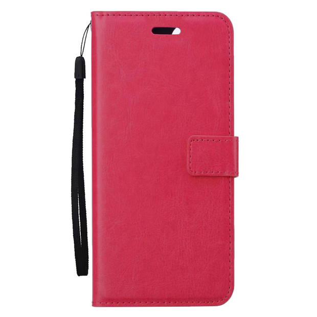 Basey Samsung Galaxy S24 Hoesje Book Case Kunstleer Cover Hoes - Donkerroze