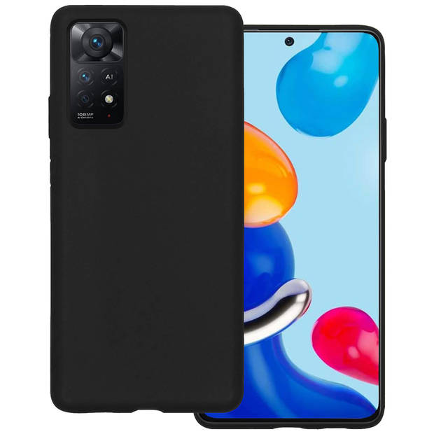 Basey Xiaomi Redmi Note 11 Hoesje Siliconen Hoes Case Cover -Zwart