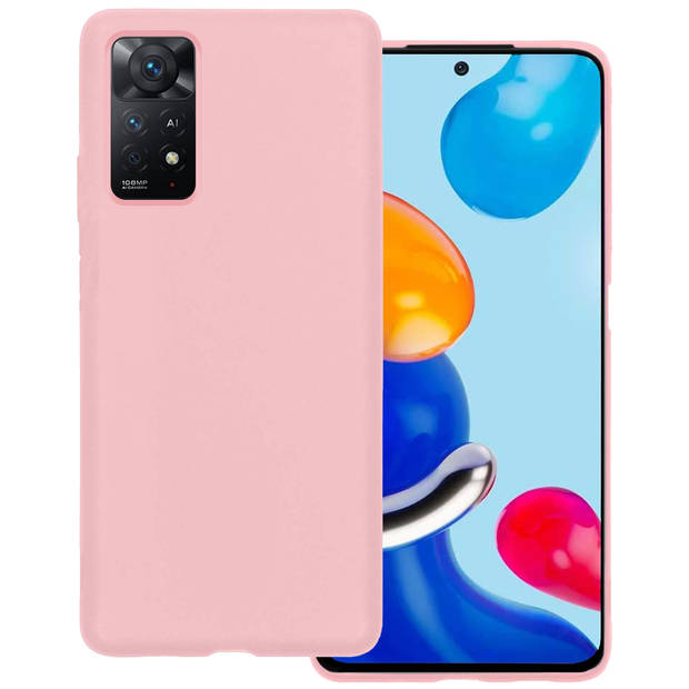 Basey Xiaomi Redmi Note 11 Hoesje Siliconen Hoes Case Cover - Lichtroze