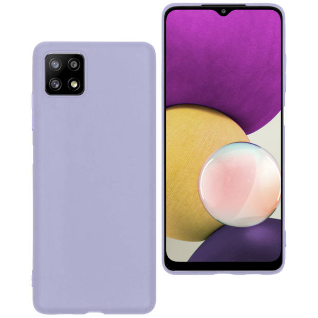 Basey Samsung Galaxy M22 Hoesje Siliconen Hoes Case Cover -Lila
