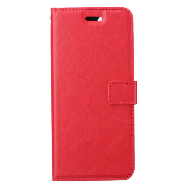 Basey Samsung Galaxy M22 Hoesje Book Case Kunstleer Cover Hoes -Rood