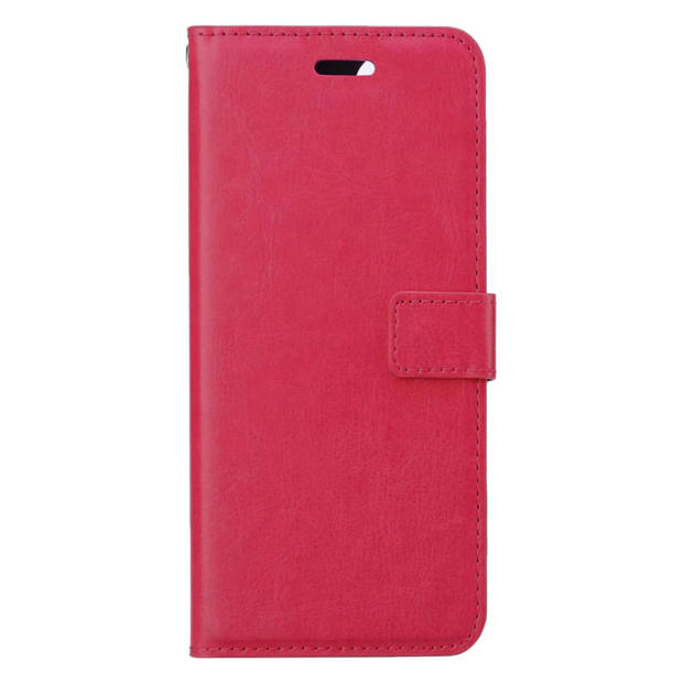 Basey Samsung Galaxy M22 Hoesje Book Case Kunstleer Cover Hoes - Donkerroze