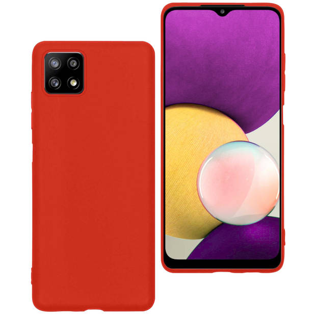 Basey Samsung Galaxy M22 Hoesje Siliconen Hoes Case Cover -Rood