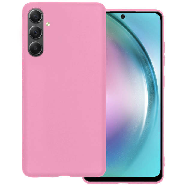 Basey Samsung Galaxy A54 Hoesje Siliconen Hoes Case Cover -Lichtroze