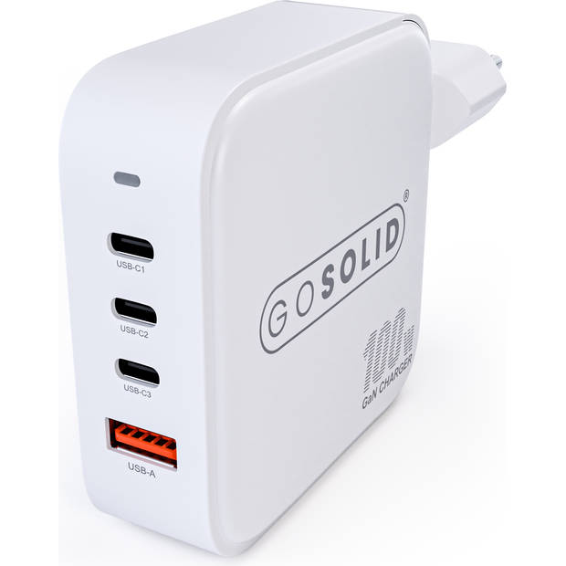 GO SOLID! GaN2 Quick charger 100W (1x USB QC3.0, 3x USB-C PD3.0)