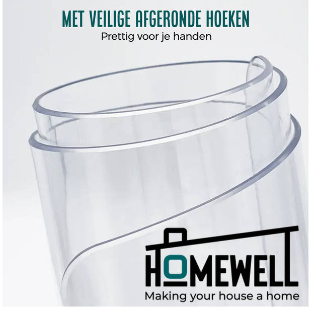 HOMEWELL Tafelbeschermer Transparant Glashelder 90x220cm - Doorzichtig Tafelzeil - Tafelkleed - Hittebestendig