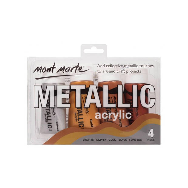 Mont Marte® Acrylverf Metallic - 4 tubes a 40 ml - Metallicverf
