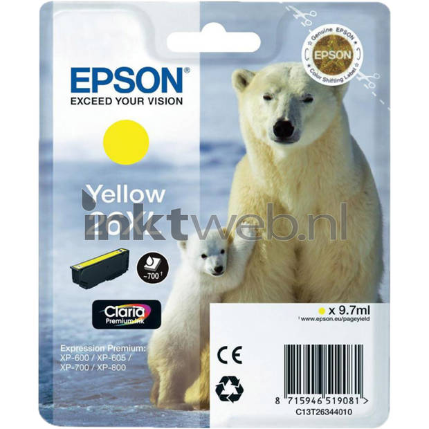 Epson 26XL geel cartridge