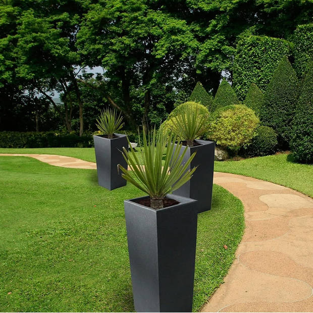 4gardenz® Stone Pilaar Plantenbak Bloempot 30x30x80 cm - Steengrijs