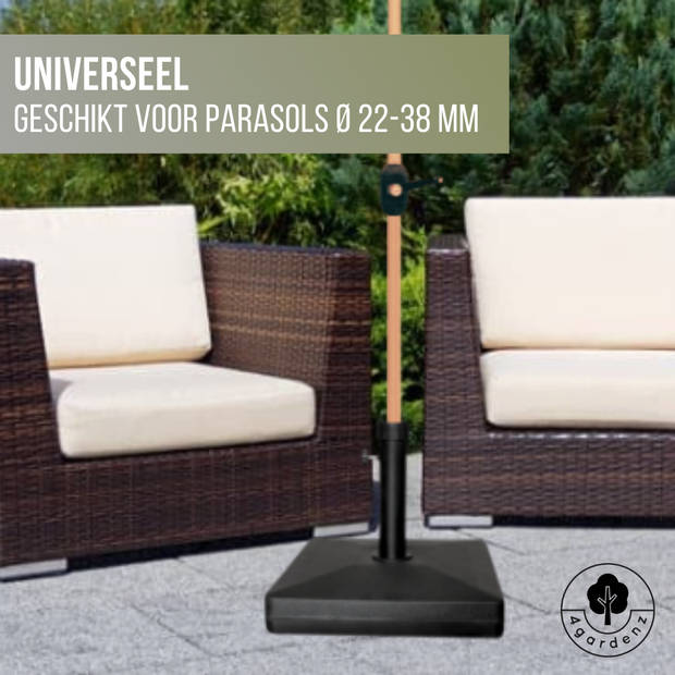 4gardenz® Parasolvoet Vulbaar 13 liter - 44 cm Vierkant - Zwart