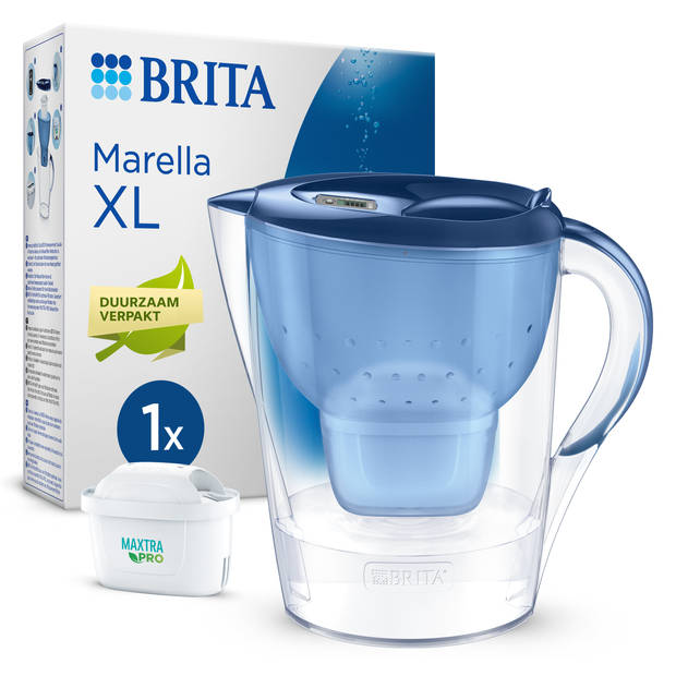 BRITA Marella XL Waterfilterkan Blauw 3.5L – met 1 MAXTRA PRO AIO Filter – Duurzaam verpakt