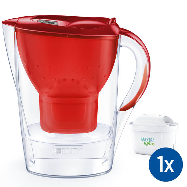 BRITA Marella Waterfilterkan 2,4L - Rood - Inclusief 1 MAXTRA PRO Waterfilter - BPA-vrij, Duurzaam verpakt