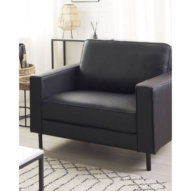 Beliani SAVALEN - Fauteuil-Zwart-Leer