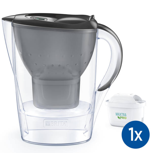 BRITA Marella Waterfilterkan 2,4L - Grijs - Inclusief 1 MAXTRA PRO Waterfilter - BPA-vrij, Duurzaam verpakt