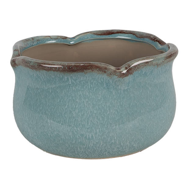 HAES DECO - Bloempot Ø 20x11 cm Blauw Keramiek Plantenpot