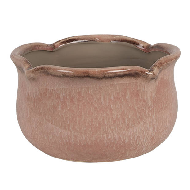 HAES DECO - Bloempot Ø 15x9 cm Roze Keramiek Plantenpot