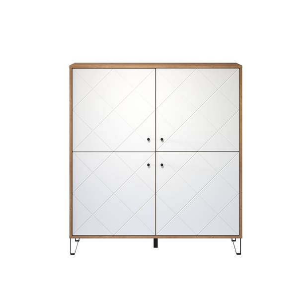 TouchWO dressoir 4 deuren eiken decor, wit mat.