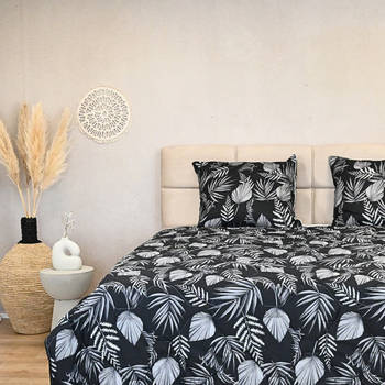 HappyBed Black leaves 140x220 - Wasbaar dekbed zonder overtrek - Bedrukt dekbed zonder hoes