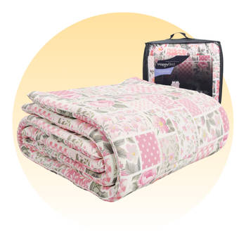 HappyBed Pinkpatch V2 140x220 - Wasbaar dekbed zonder overtrek - Bedrukt dekbed zonder hoes