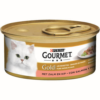 Gourmet - Gold fijne hapjes in saus met zalm en kip 85g kattenvoer