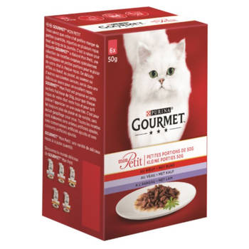 Gourmet - Mon petit kleine porties met rund, met kalf, met lam 6x50g kattenvoer