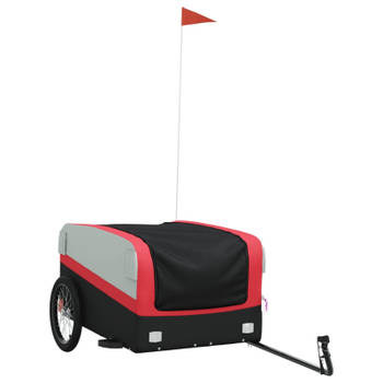 vidaXL Fietstrailer 45 kg ijzer zwart en rood