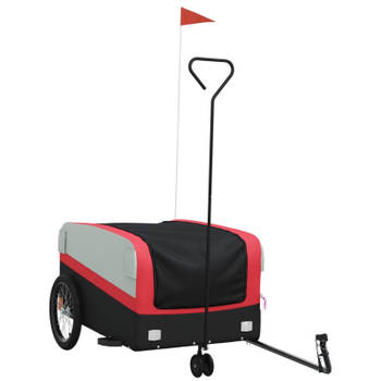 vidaXL Fietstrailer 45 kg ijzer zwart en rood