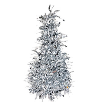 Clayre & Eef Kerstdecoratie Kerstboom Ø 12x25 cm Zilverkleurig Kunststof Zilverkleurig