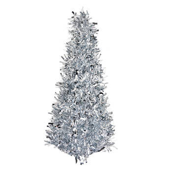 Clayre & Eef Kerstdecoratie Kerstboom Ø 16x38 cm Zilverkleurig Kunststof Zilverkleurig