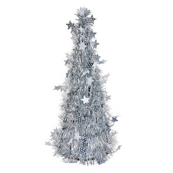 Clayre & Eef Kerstdecoratie Kerstboom Ø 18x46 cm Zilverkleurig Kunststof Zilverkleurig