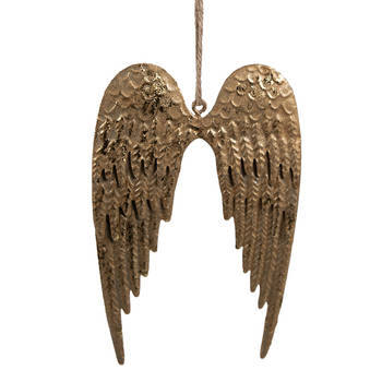 Clayre & Eef Decoratie Hanger Vleugels 9 cm Goudkleurig IJzer Goudkleurig
